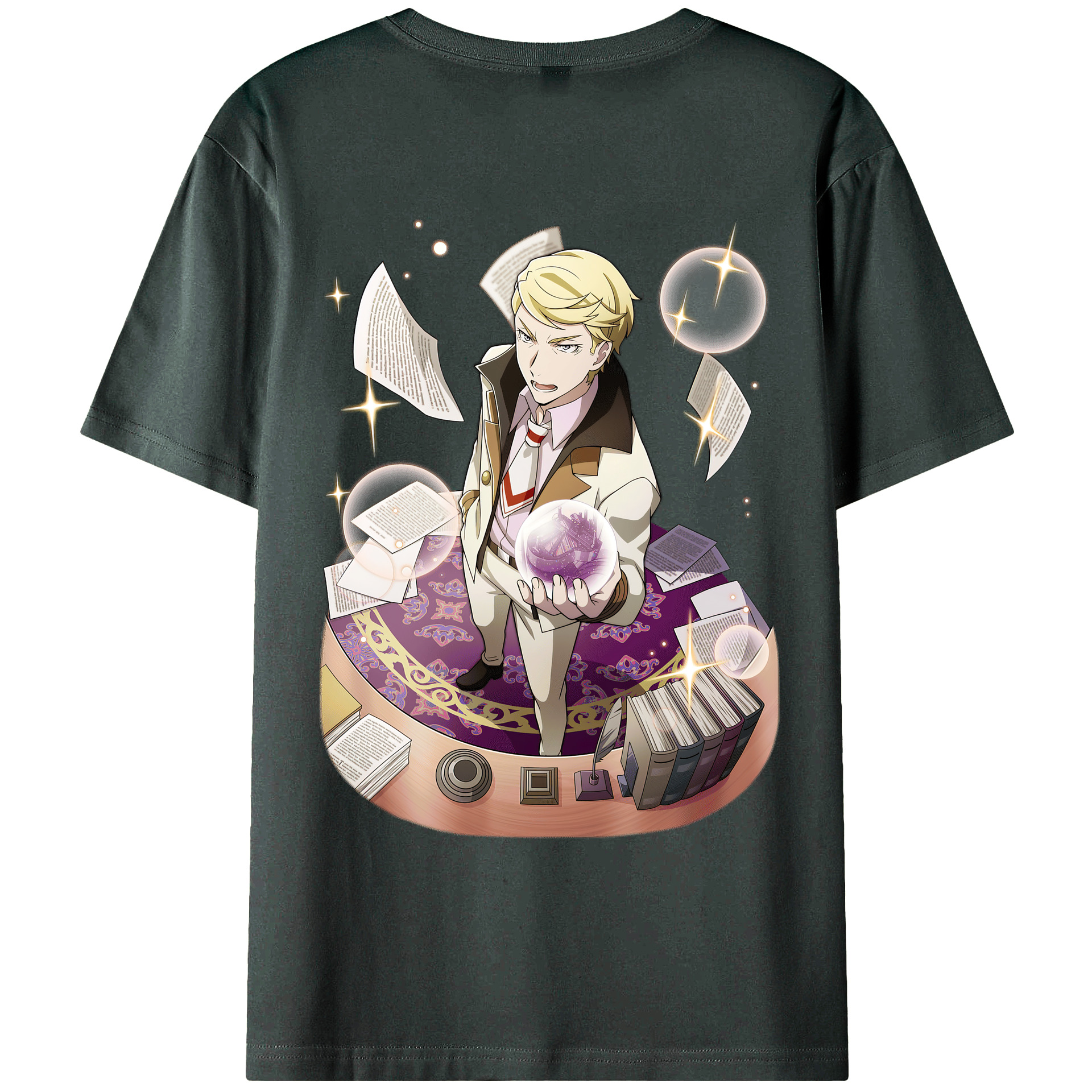 （画像用） 文豪ストレイドッグス Bungo Stray Dogs 綿100％ メンズ半袖Tシャツ（バックプリント） 通気性